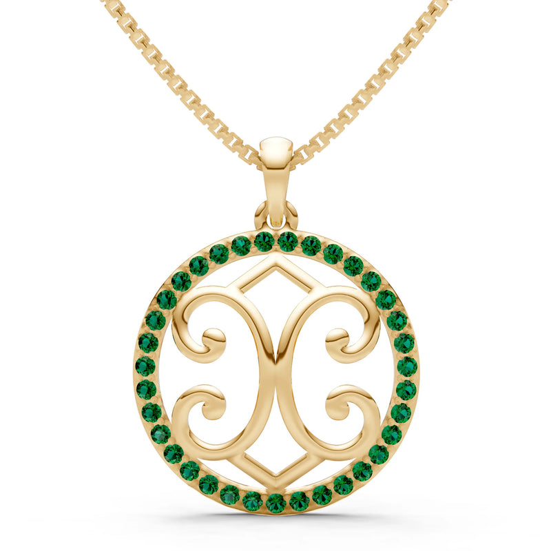 Emerald Round Gemstone Pendant