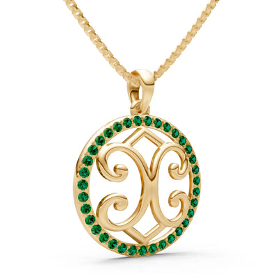 Emerald Round Gemstone Pendant