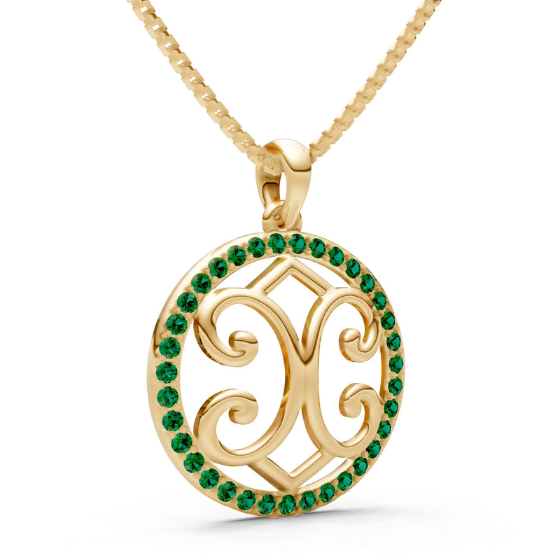 Emerald Round Gemstone Pendant