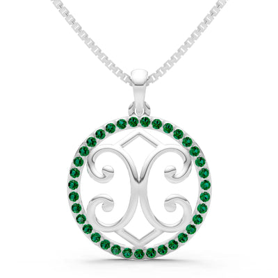 Emerald Round Gemstone Pendant