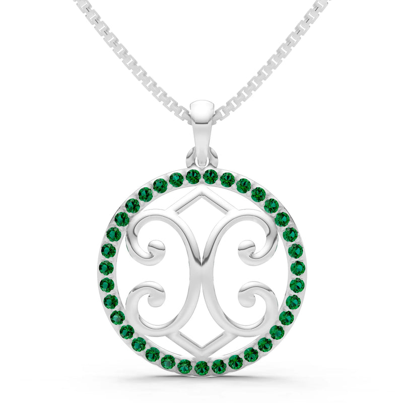 Emerald Round Gemstone Pendant