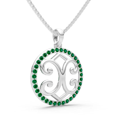 Emerald Round Gemstone Pendant