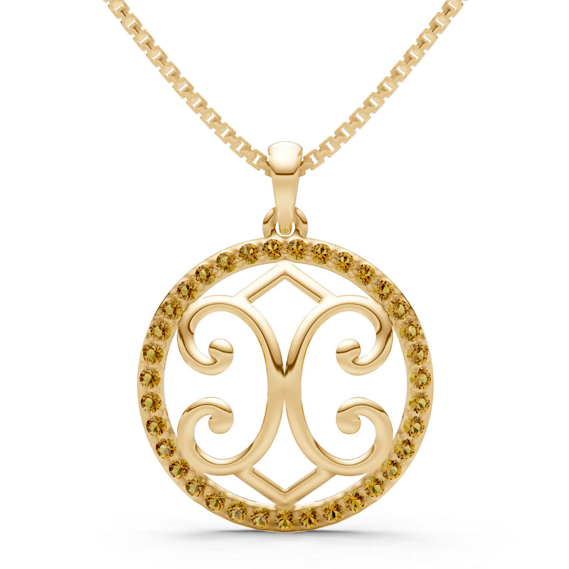 Citrine Round Gemstone Pendant