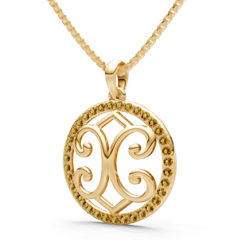 Citrine Round Gemstone Pendant