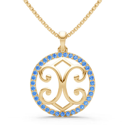 Swiss Blue Topaz Round Gemstone Pendant