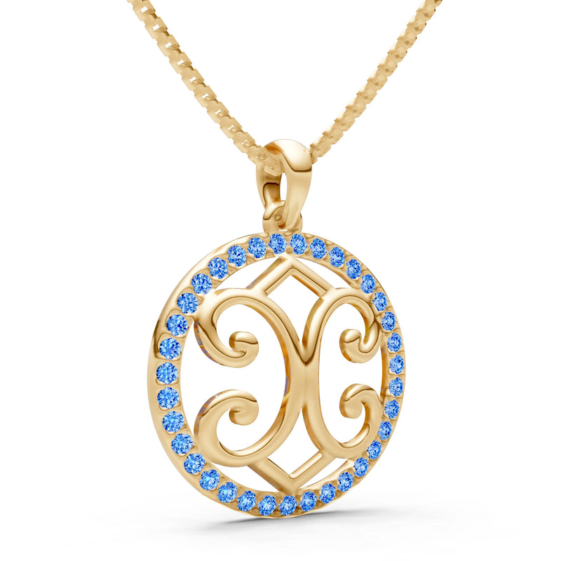 Swiss Blue Topaz Round Gemstone Pendant