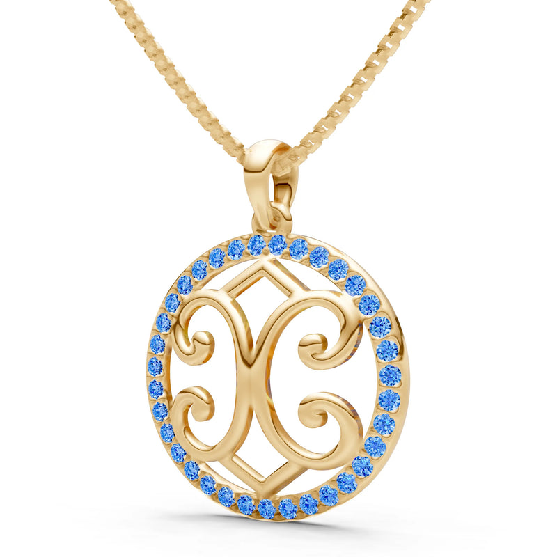 Swiss Blue Topaz Round Gemstone Pendant