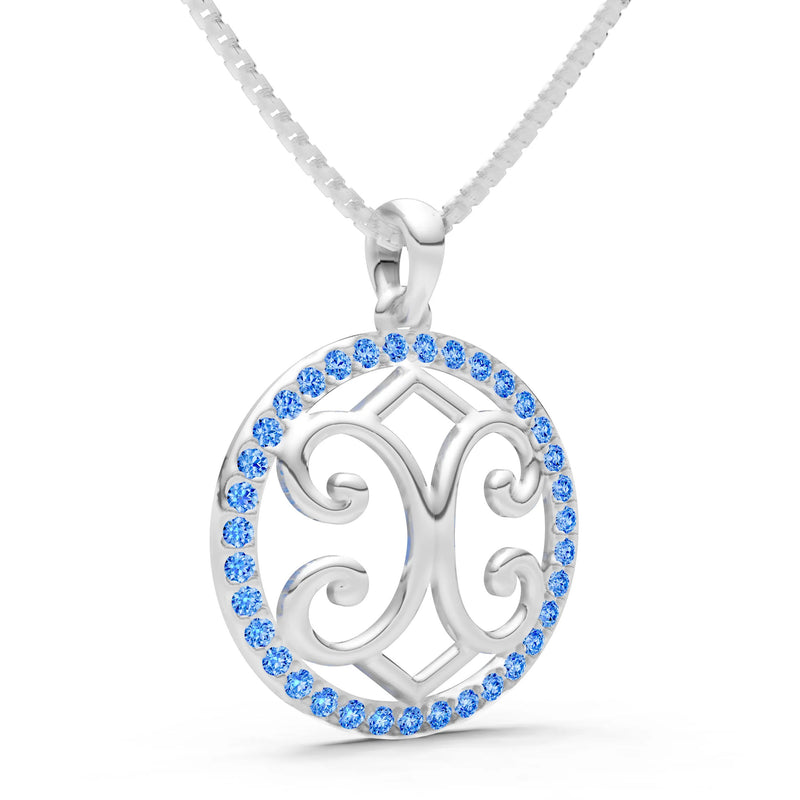 Swiss Blue Topaz Round Gemstone Pendant