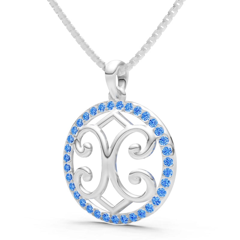 Swiss Blue Topaz Round Gemstone Pendant