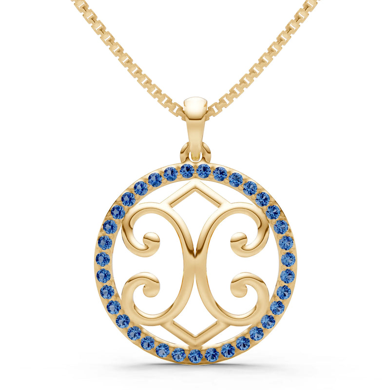 London Blue Topaz Round Gemstone Pendant