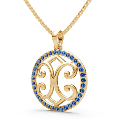 London Blue Topaz Round Gemstone Pendant