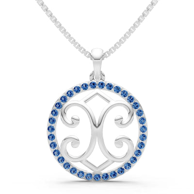 London Blue Topaz Round Gemstone Pendant