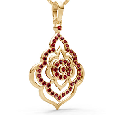 Garnet Blossom Gold Pendant