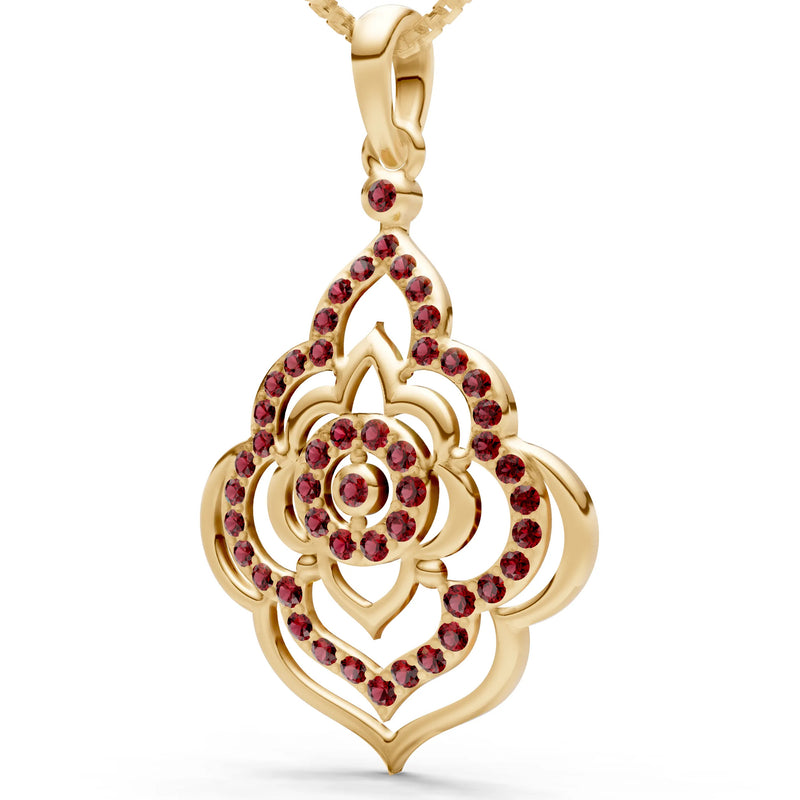 Garnet Blossom Gold Pendant