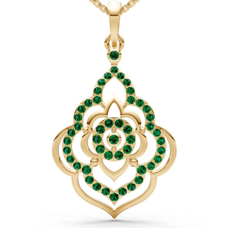 Emerald Blossom Gold Pendant