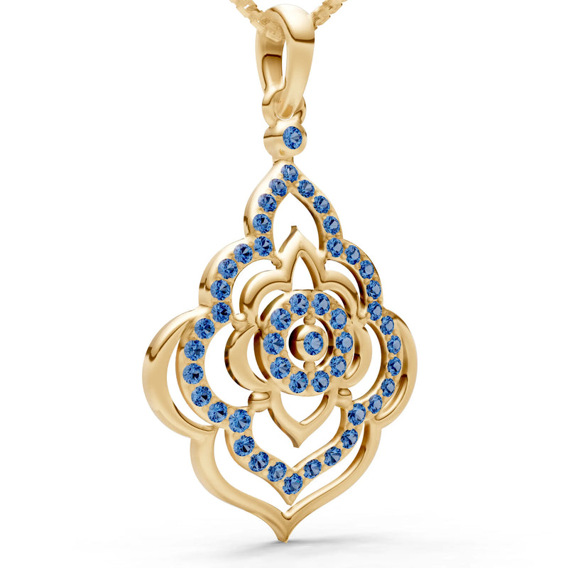 London Blue Topaz Blossom Gold Pendant
