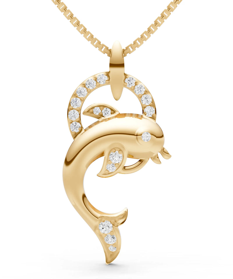Diamond Dolphin Hoop Pendant