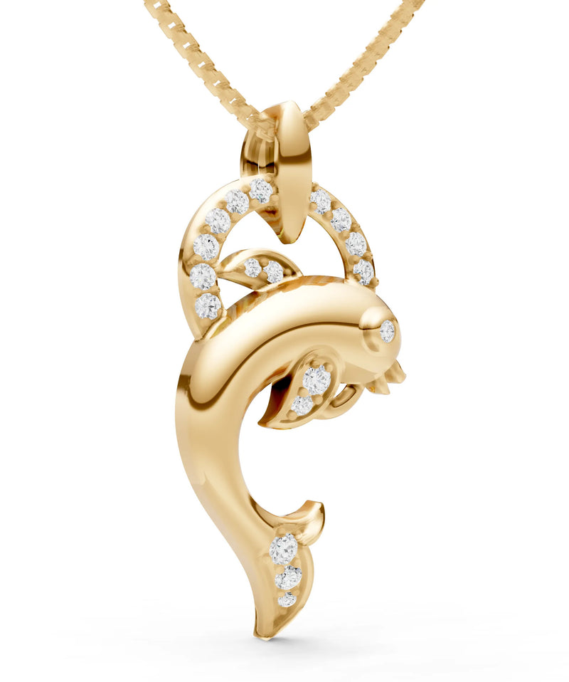 Diamond Dolphin Hoop Pendant