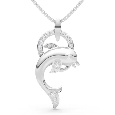 Diamond Dolphin Hoop Pendant