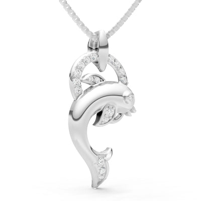 Diamond Dolphin Hoop Pendant