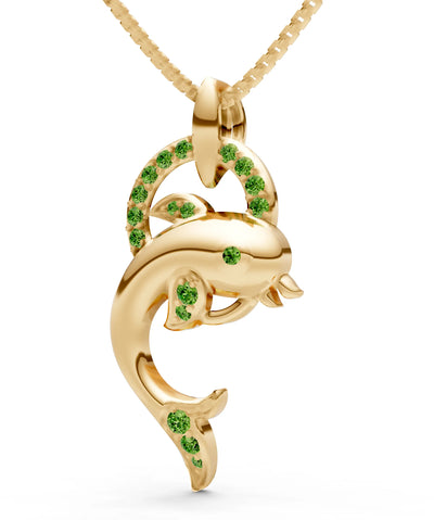 Peridot Dolphin Hoop Pendant