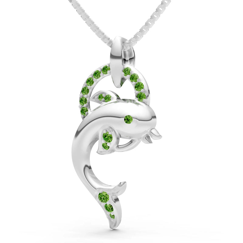 Peridot Dolphin Hoop Pendant