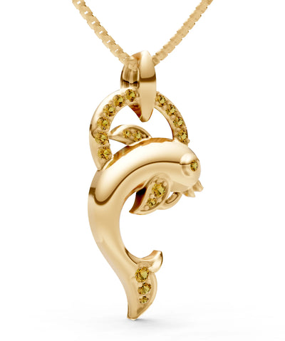 Citrine Dolphin Hoop Pendant