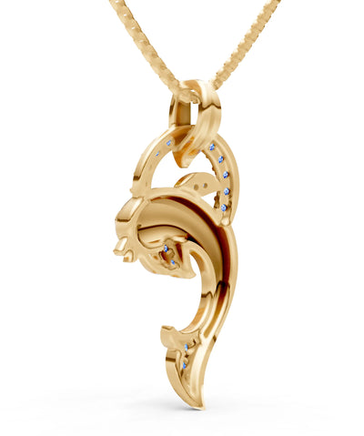 Swiss Blue Topaz Dolphin Hoop Pendant