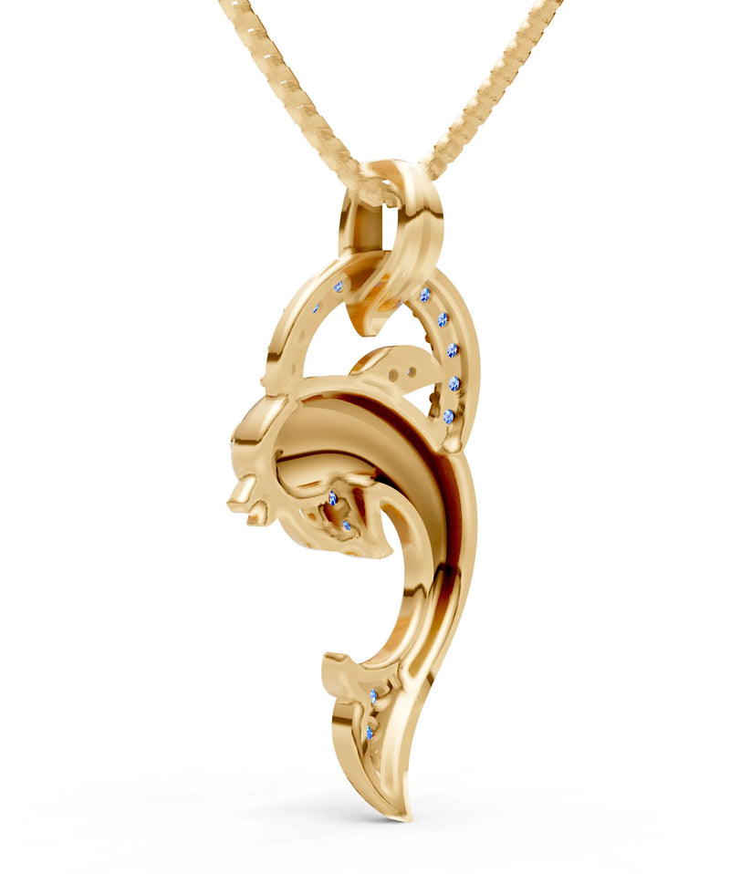 Swiss Blue Topaz Dolphin Hoop Pendant