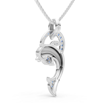 Swiss Blue Topaz Dolphin Hoop Pendant