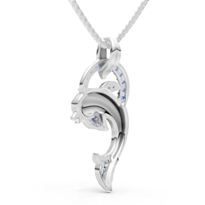 Swiss Blue Topaz Dolphin Hoop Pendant