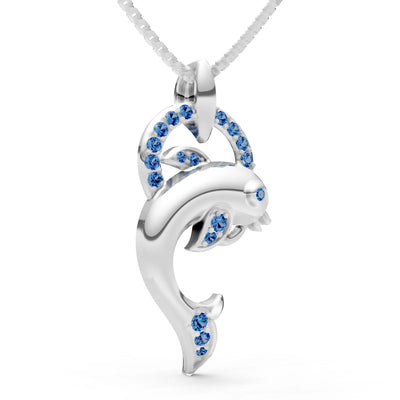 London Blue Topaz Dolphin Hoop Pendant