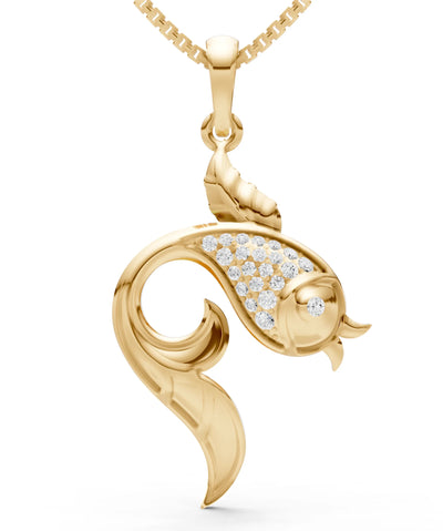 Diamond Gemstones Fish Pendant