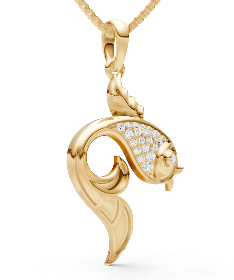 Diamond Gemstones Fish Pendant
