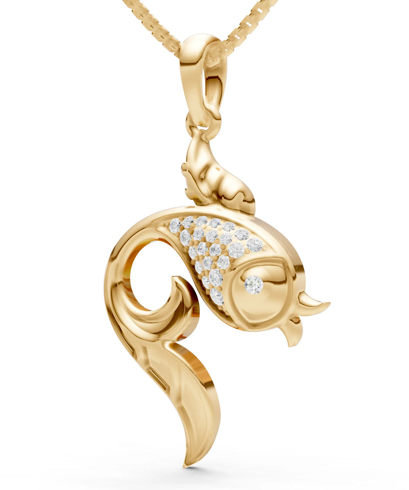 Diamond Gemstones Fish Pendant