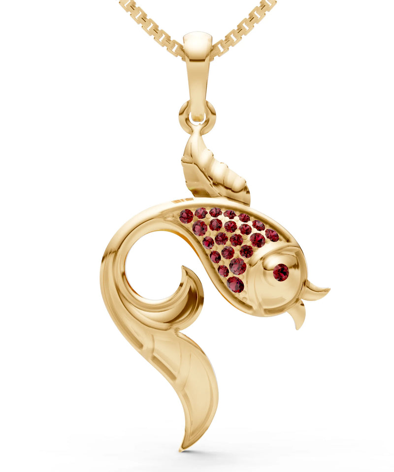 Garnet Gemstones Fish Pendant