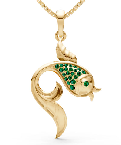 Emerald Gemstones Fish Pendant