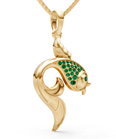 Emerald Gemstones Fish Pendant