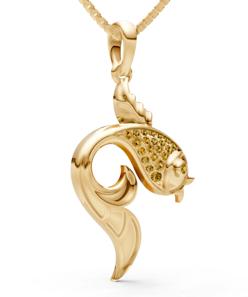 Citrine Gemstones Fish Pendant