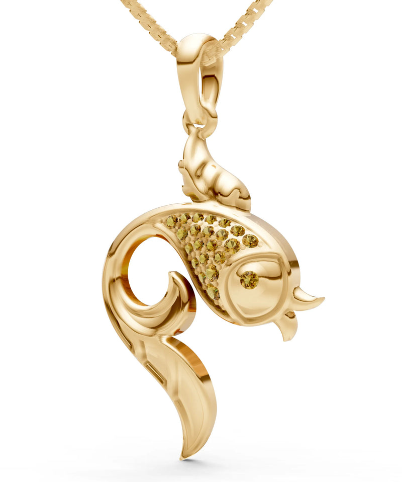Citrine Gemstones Fish Pendant