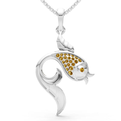Citrine Gemstones Fish Pendant