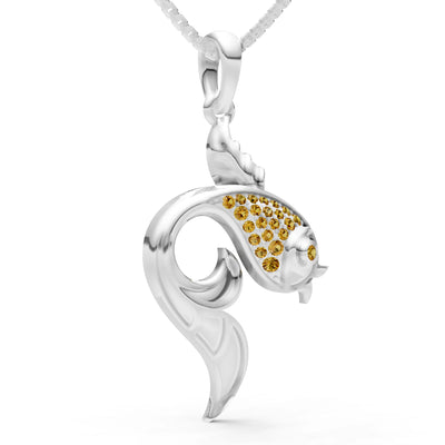 Citrine Gemstones Fish Pendant