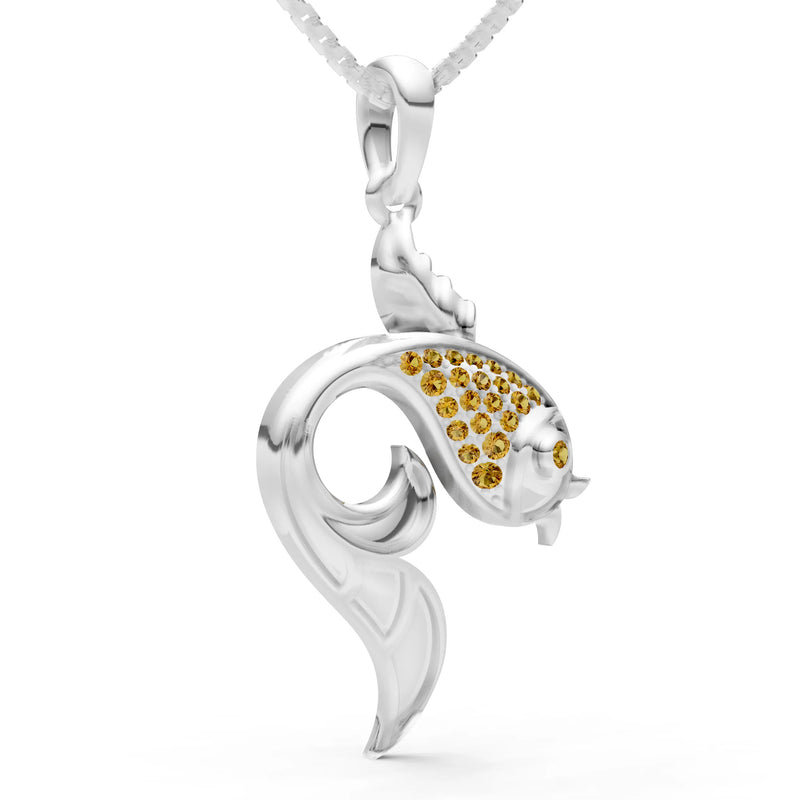 Citrine Gemstones Fish Pendant