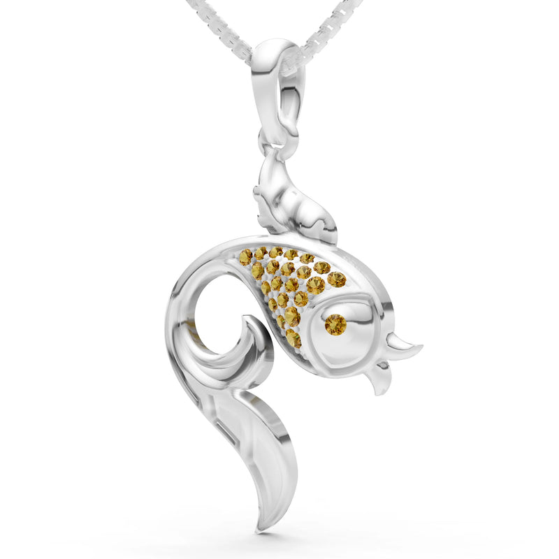 Citrine Gemstones Fish Pendant