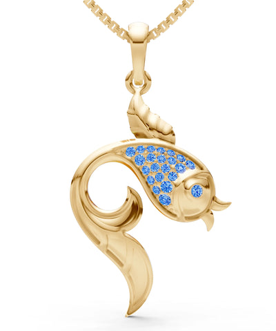 Swiss Blue Topaz Gemstones Fish Pendant