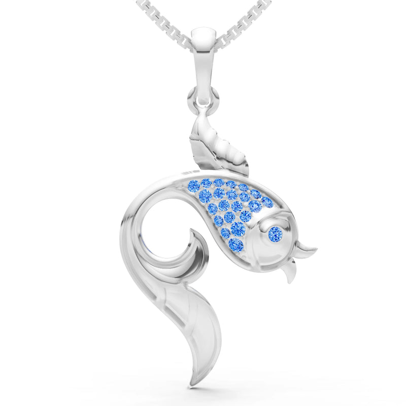 Swiss Blue Topaz Gemstones Fish Pendant