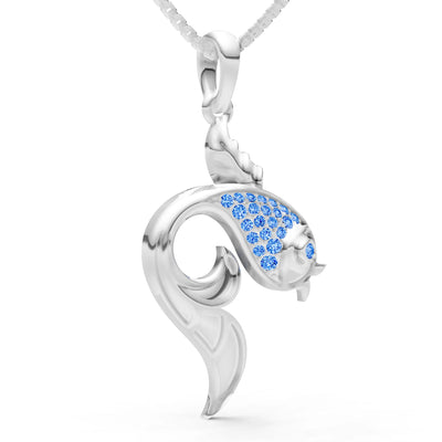 Swiss Blue Topaz Gemstones Fish Pendant