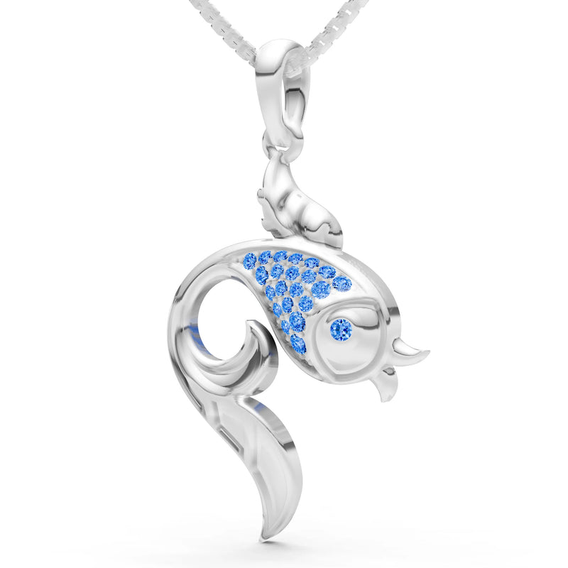 Swiss Blue Topaz Gemstones Fish Pendant