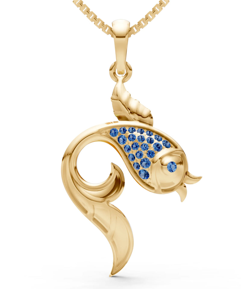London Blue Topaz Gemstones Fish Pendant