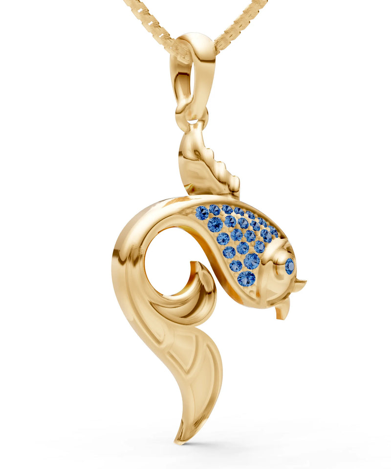 London Blue Topaz Gemstones Fish Pendant